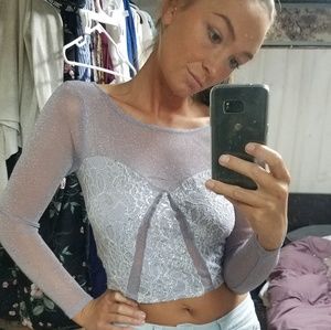 Kimchi Blue Partially Sheer Lilac Top